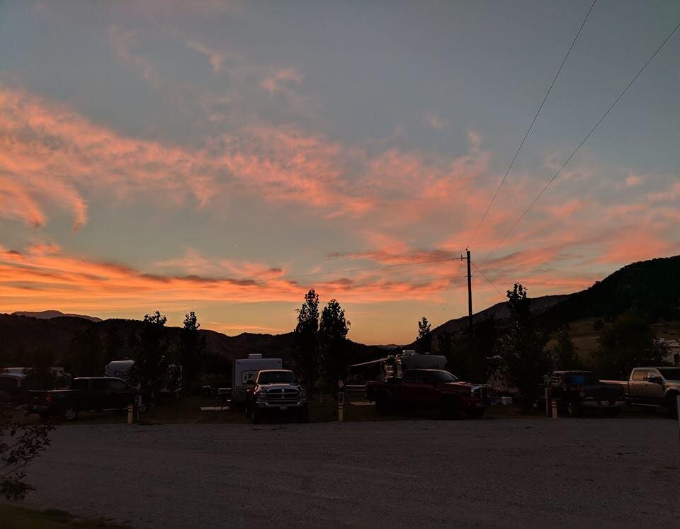 Campground at sunset